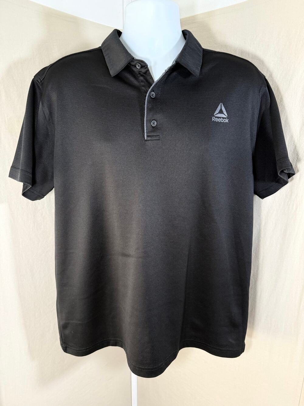 Reebok Mens Performance Polo Shirt Size XL Black Mesh Activewear